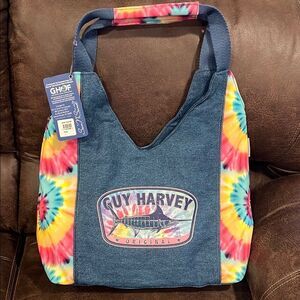 Guy Harvey Tie-Dye Denim Tote Bag